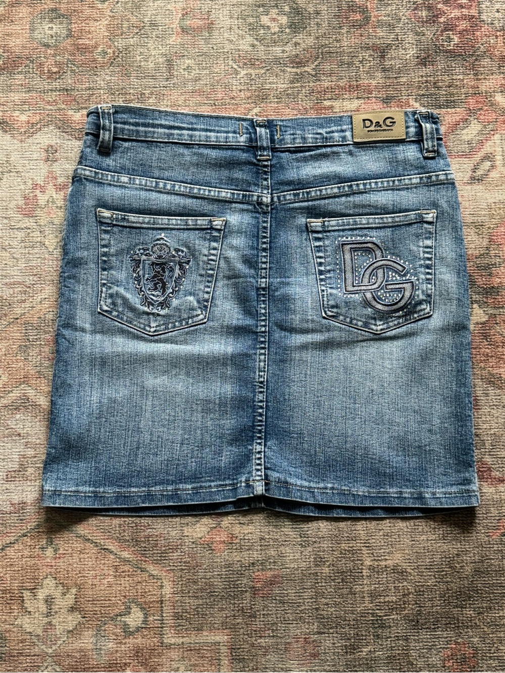 Vintage Dolce & Gabbana Denim Skirt with Embellishments Size 29